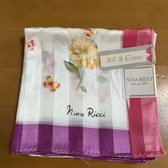 【新品未使用】Nina Ricci 花柄ハンカチ シルクコットン