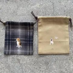 【ビーグル】オリジナルイラスト　巾着　2枚セット　バラ売りできます
