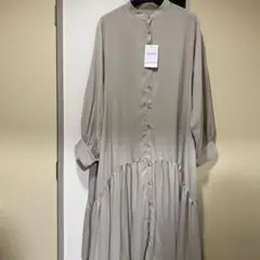 未使用 Mサイズ バンドカラーティアードシャツワンピース
