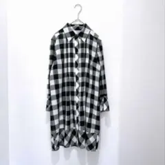 Courreges ／シアーロングシャツ／ロールアップ／ブラック系 ／40