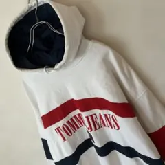 トミージーンズ　プルオーバーパーカー　マルチカラー　XL相当　ゆるダボ　古着女子