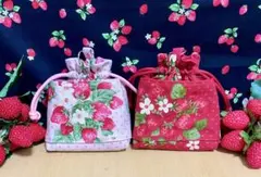 ❤︎いちご柄❤︎巾着❤︎2個セット❤︎ハンドメイド❤︎