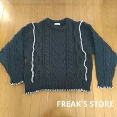 【美品‼️】FREAK'S STORE ネイビー ケーブルニットセーター　フリー