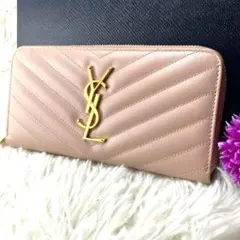 ✨美品✨サンローラン　長財布　キャビアスキン　カサンドラ　YSLロゴ　Vステッチ