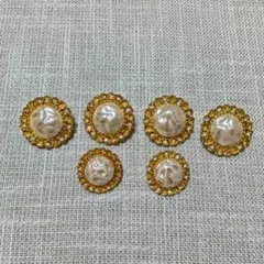 パールゴールド 飾りボタン６個セット まとめ売り ヴィンテージ