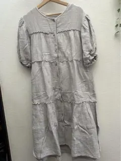 gelatopiqué マタニティコットンワンピース 五分袖フリル付き