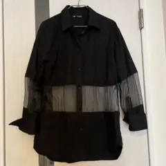 ZARA ブラック シースルー 長袖シャツ M