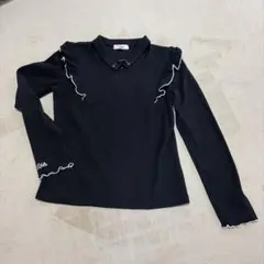 Pink Latte ブラック 長袖ニットカットソー XS 150