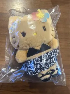 ハローキティ　トコナツバケーション　マスコットホルダー　日焼けキティ　ブラック