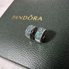 PANDORA ティール　パヴェ　クリップチャーム　２点