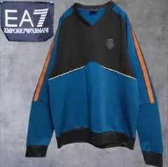 EMPORIO ARMANI EA7 V-ネック ジャージプルオーバー 青黒 Mのサムネイル