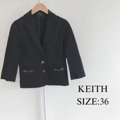 【美品】 KEITH レディース 7分丈 テーラードジャケット ワンポイントのサムネイル