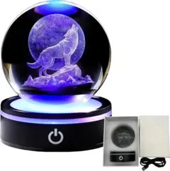 3Dレーザー彫刻 インテリアLEDライト オオカミ