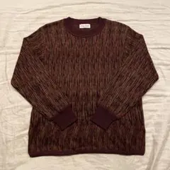 レトロ ヴィンテージ 総柄ニット セーター ボルドー