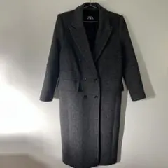 ZARA ヘリンボーン ダブルブレストコート EUR S