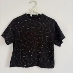 NIKE 総柄 スウッシュ Tシャツ 黒 xsサイズ