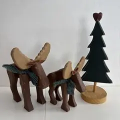 木製トナカイ親子　ハートツリー　3点　クリスマス　アメリカ　テンダーハート社製