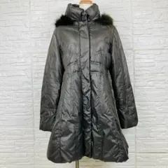 最高級ダウン◆クラーロ ロングダウンコート M グレージュ 小顔ショールカラー