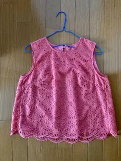 美品　【Diagram】オレンジ色 レース ブラウス ノースリーブ 日本製