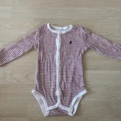 ストライプ柄 長袖ボディスーツ 80