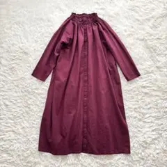 Samansa Mos2 2way シャーリングネック ワンピース ボルドー