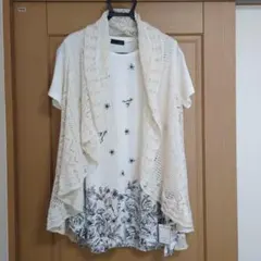 エージープラス／ニットロングカーディガン＆ロングTシャツ2点セット