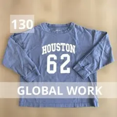 【GLOBAL WORK】 ロンT 130 ロゴ　 水色　長袖カットソー