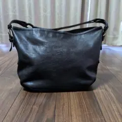 美品 イルビゾンテ ショルダーバッグ 2way レザー 黒 ダブルファスナー 