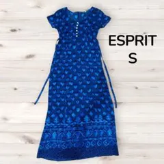 【美品】 ESPRIT 半袖 ロング ワンピース S ブルー J13のサムネイル