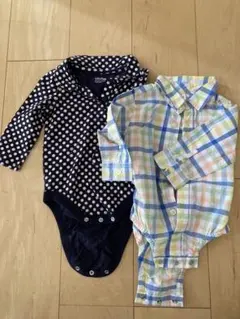 ロンパースセット（水玉・チェック）　２着