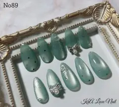 No89オーダー可能＊マグネット　月　リボン　春　ドット　ジェルネイルチップ