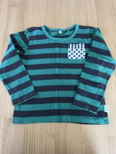 120サイズ 緑と黒のストライプTシャツ L50