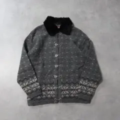 専用 VINTAGE / 90s ファー付 デザイン ニット ジャケット