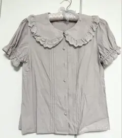 アンクルージュ　丸襟ブラウス　フリル　レース　半袖　Mサイズ