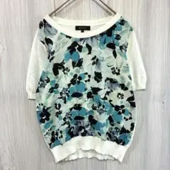 リフレクト【Reflect】フラワー柄切替サマーニット 花柄 9号 ホワイト系