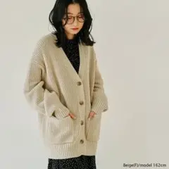 My:niaベージュ ニットカーディガン