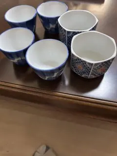 青色模様の茶碗セット 6個入り