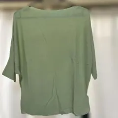 TRUBEオリーブグリーン リブ編み 半袖トップスM〜L