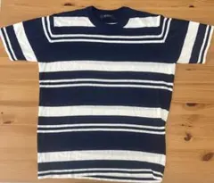 ナノユニバース　ネイビーとホワイトのストライプTシャツ