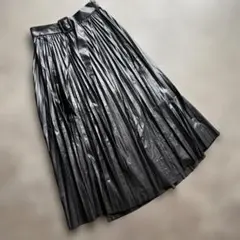 ZARAフェイクレザー プリーツスカート ベルト付き ブラック