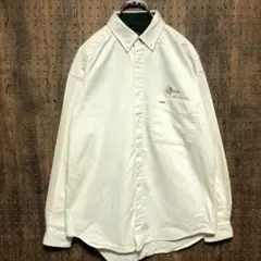 ワークシャツ　BDシャツ　 ボタンダウンシャツ　企業ロゴ　クリーム色　YE1