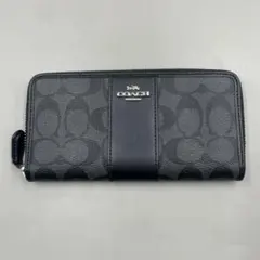 極美品✨️COACH 長財布 ラウンドファスナー シグネチャー PVC レザー 黒