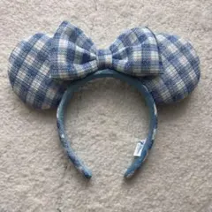 東京ディズニーリゾート　カチューシャ 水色チェック