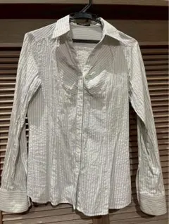 コムサイズム 上品ラメ入り ストライプシャツ