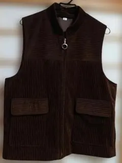 ダークブラウン コーデュロイ ベスト M