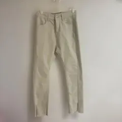 ベージュ ストレートデニム パンツ スリット入りのサムネイル