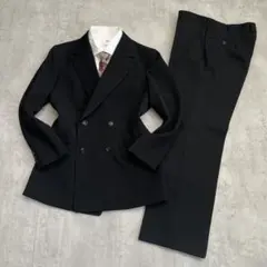 ダブルブレスト　スーツセットアップ　ブラック　黒　高級感　モード　成人式