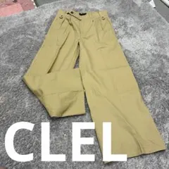 CLEL ツータック ワイドスラックスチノ グレージュ ベージュ 美シルエット