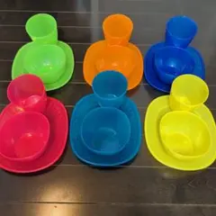 IKEA 子供食器 プラスチック 6色セット 18点