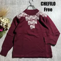 1155 CHEFILO アンゴラ混ウールニット【Free】パール装飾